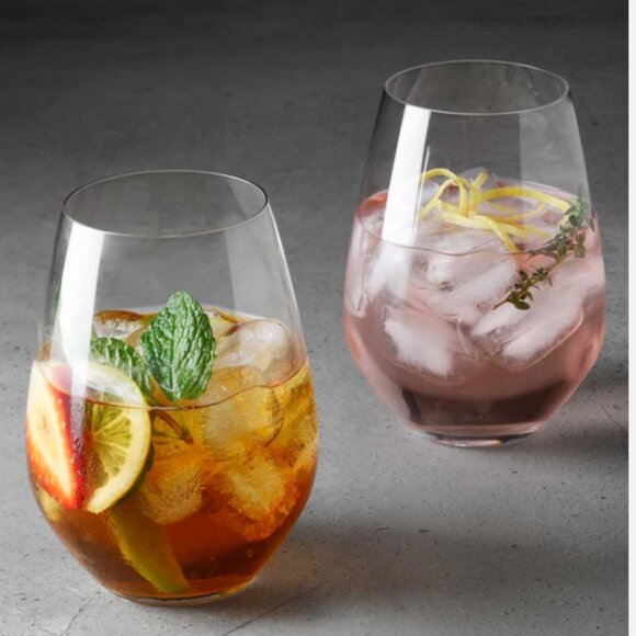 ๐ Krosno Poland Set of 4 Stemless Wine Glasses Clear Glass Modern Minimalist - Picture 3 of 15